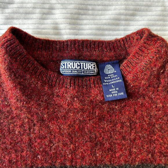 Vintage Authentic Structure 100% Lambswool Sweater Men’s L (Runs Small) Woolmark - Picture 11 of 15